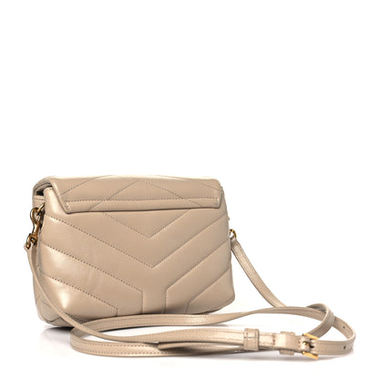 Saint Laurent Calfskin Y Quilted Monogram Toy Loulou Crossbody Bag Dark Beige 3 of 9