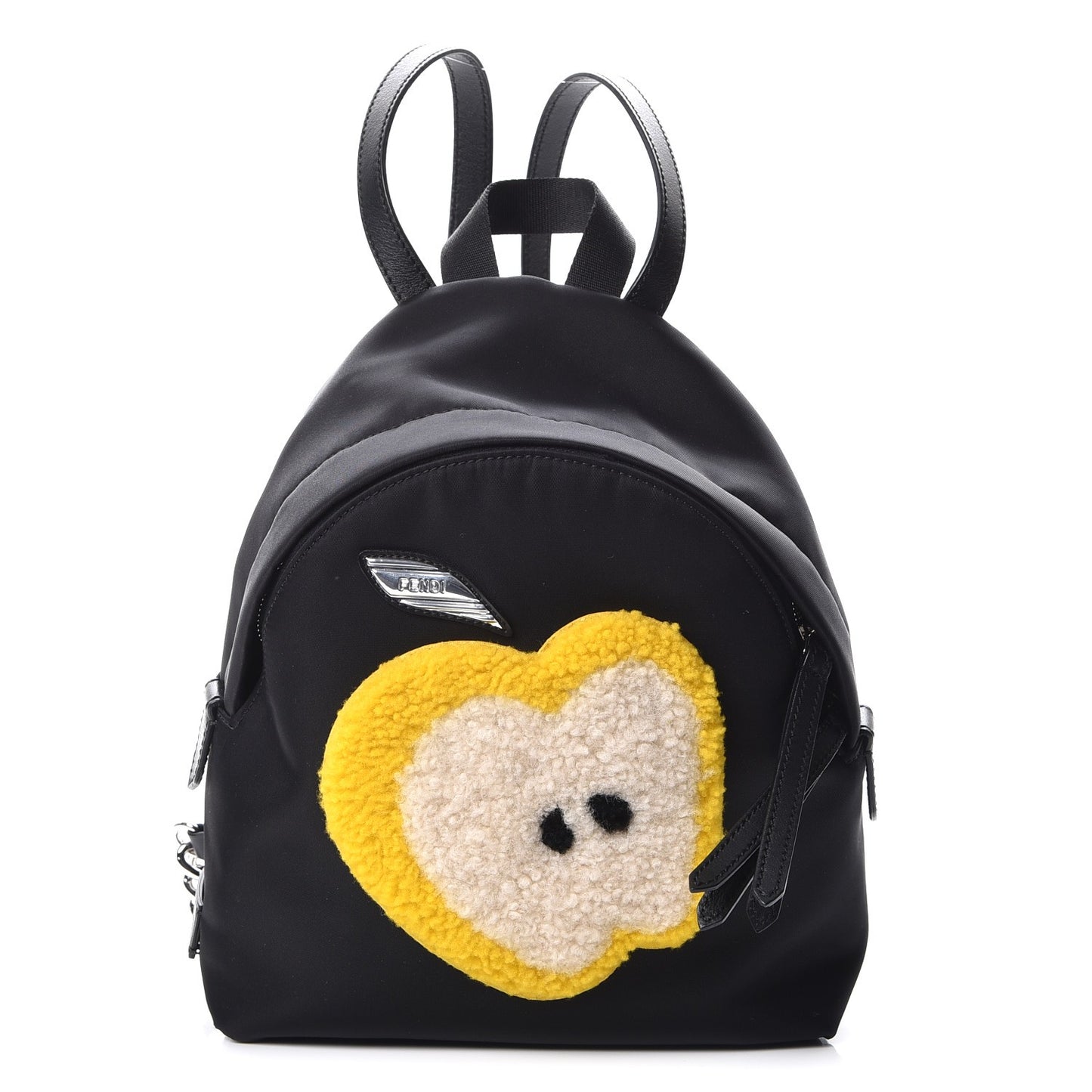 Nylon Shearling Apple Mini Backpack Black