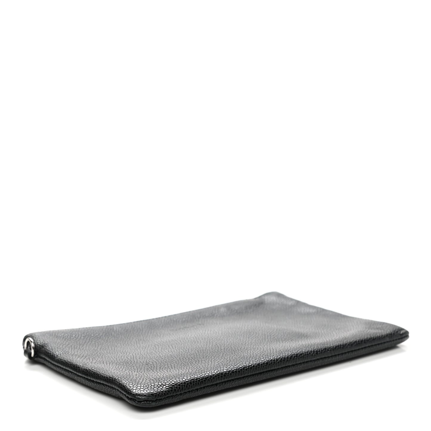 Grained Calfskin Shopping Fever Logo Zip Pouch Black