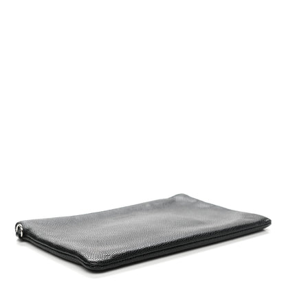 Chanel Grained Calfskin Shopping Fever Logo Zip Pouch Black 4 of 10
