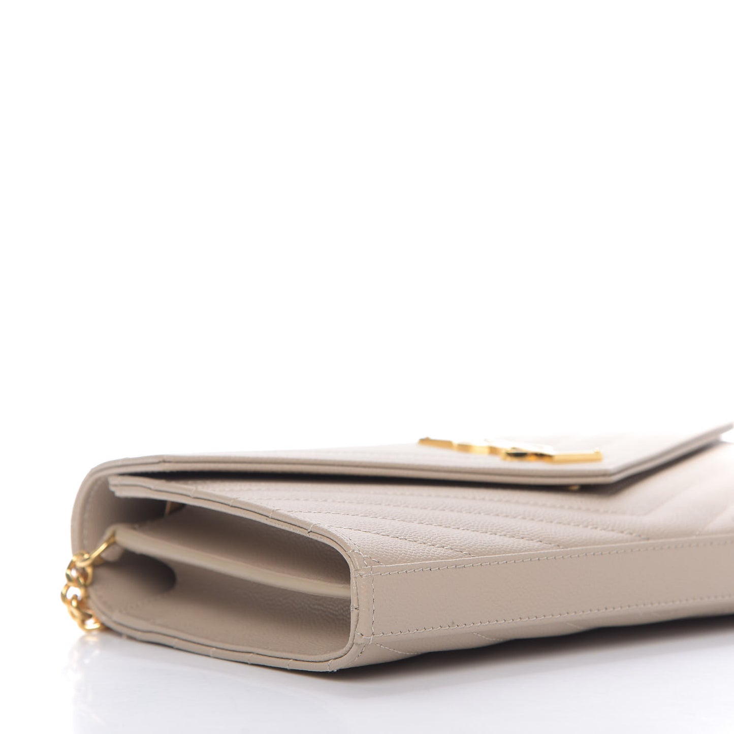 Grain De Poudre Matelasse Chevron Monogram Chain Wallet Nude Powder