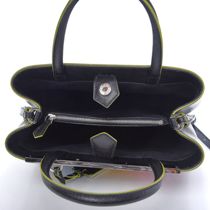Fendi Vitello Elite Shearling Block Letter Petite 2Jours Tote Black 5 of 10