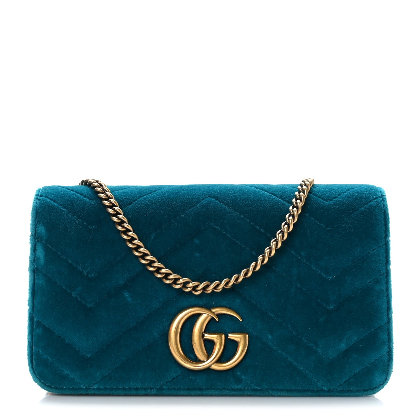 Velvet Matelasse GG Marmont Mini Bag Pavone Cyan