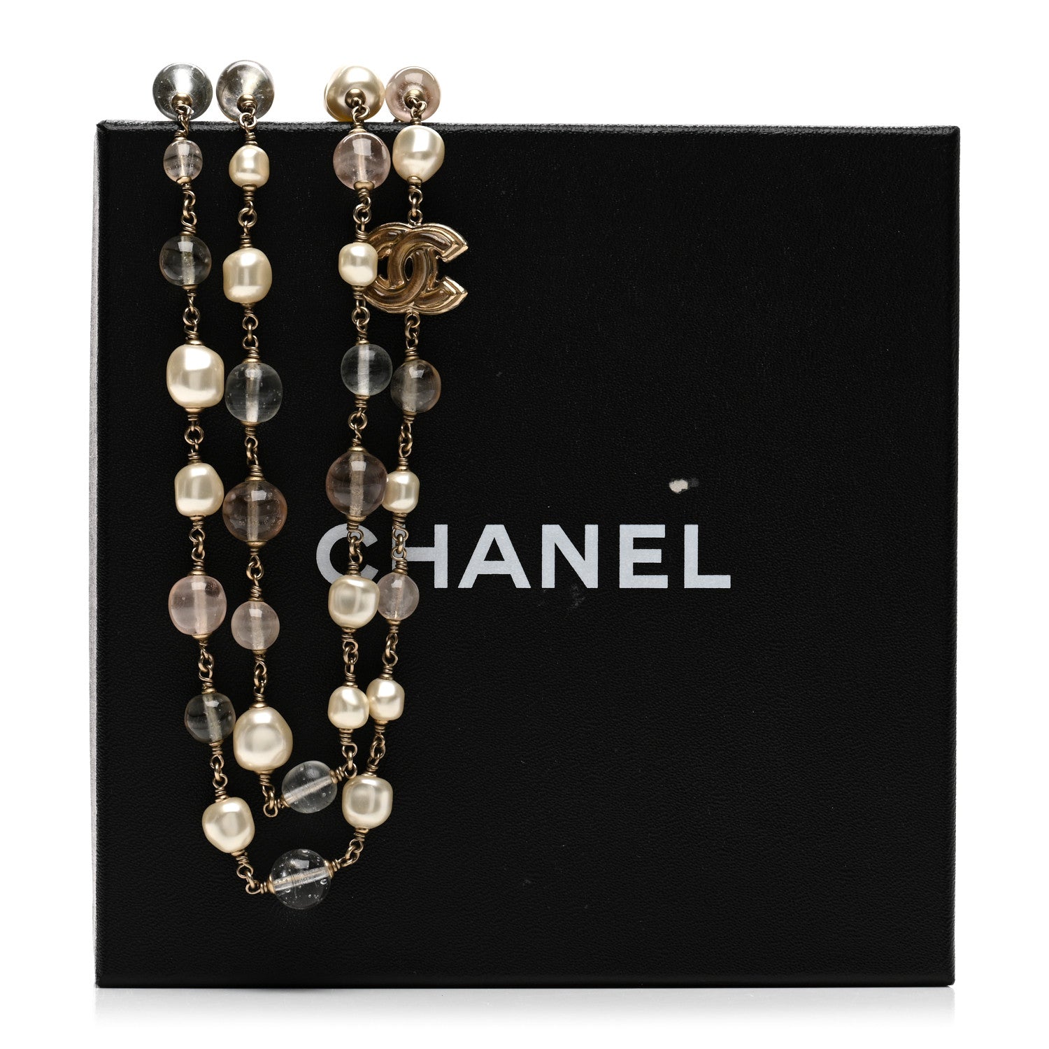 Chanel Pearl Beaded CC Long Necklace Gold 6 of 6