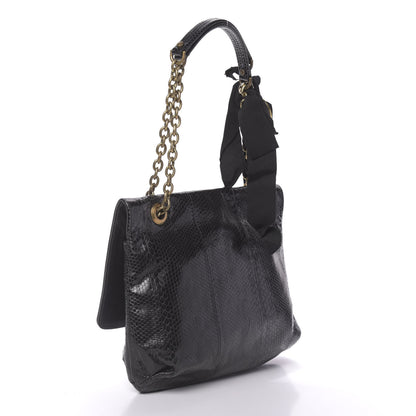 Lanvin Watersnake Medium Sugar Flap Shoulder Bag Black 3 of 9