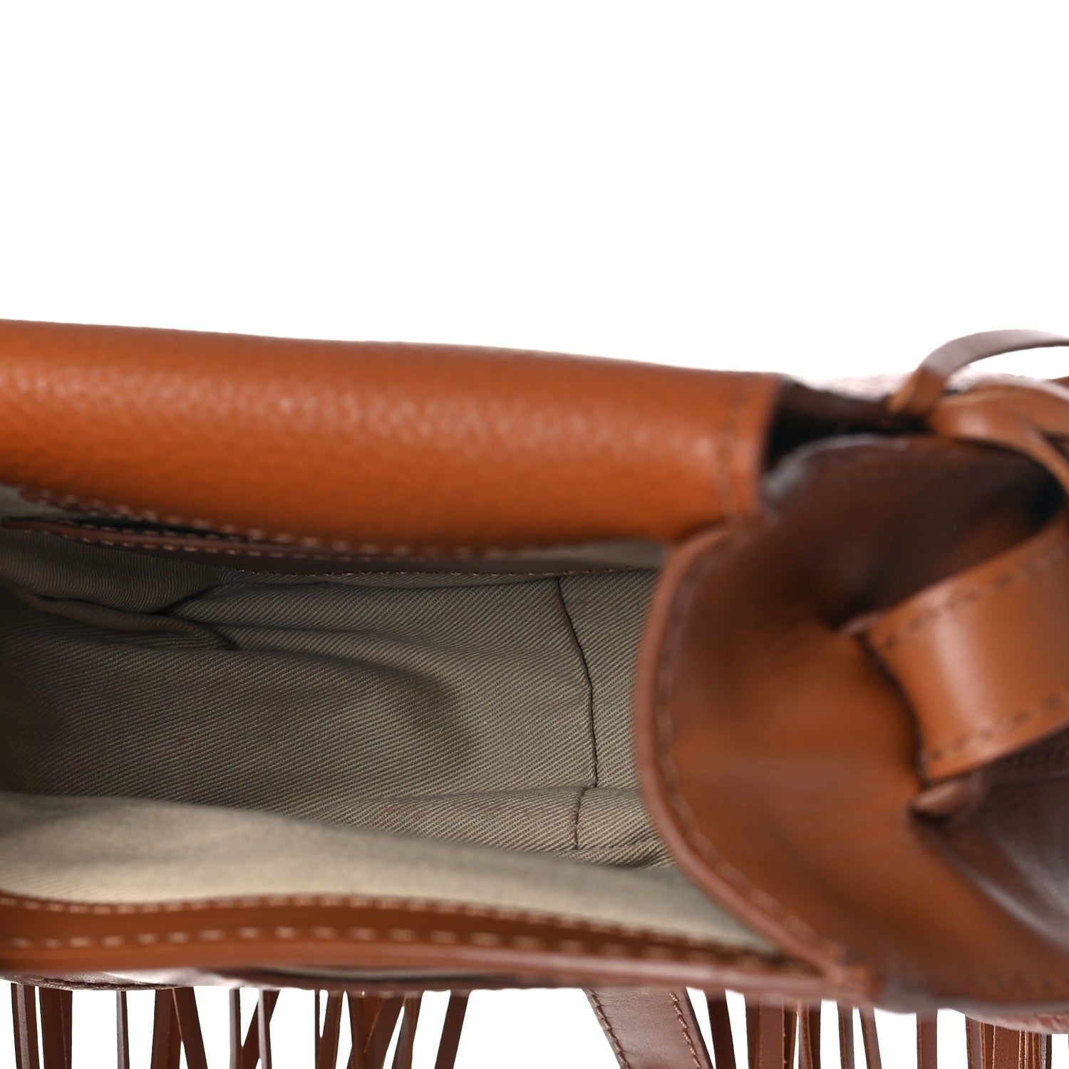 Chloe Calfskin Mini Marcie Round Fringe Crossbody Bag Tan 5 of 8