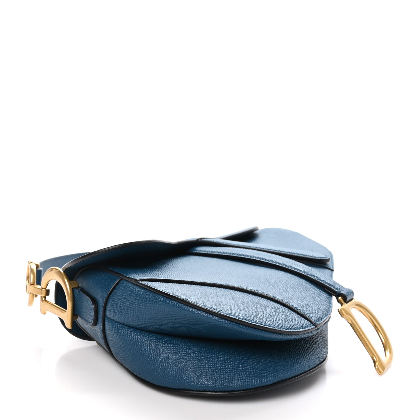 Grained Calfskin Saddle Bag Turquoise