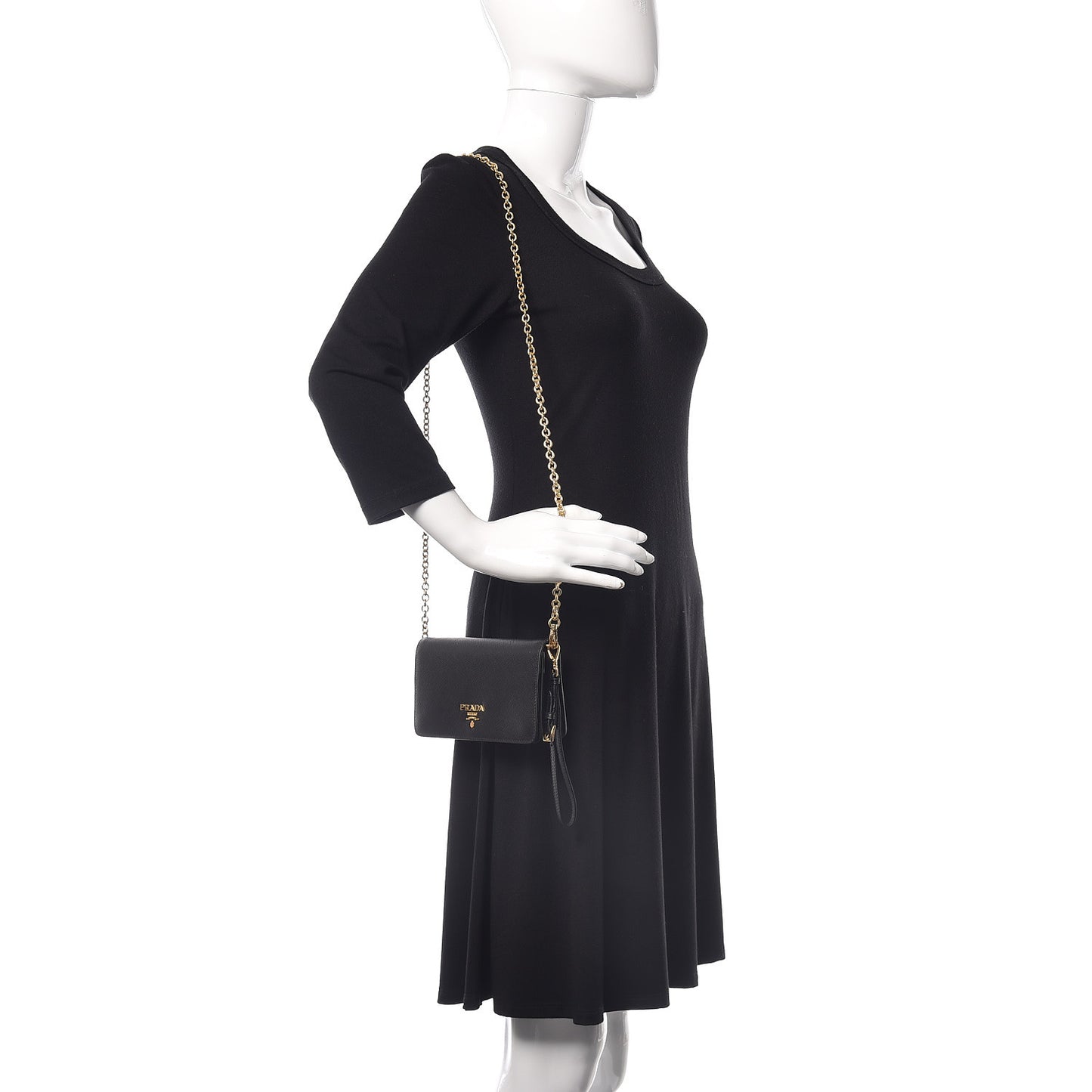 Saffiano Metal Phone Wristlet Crossbody Wallet Black