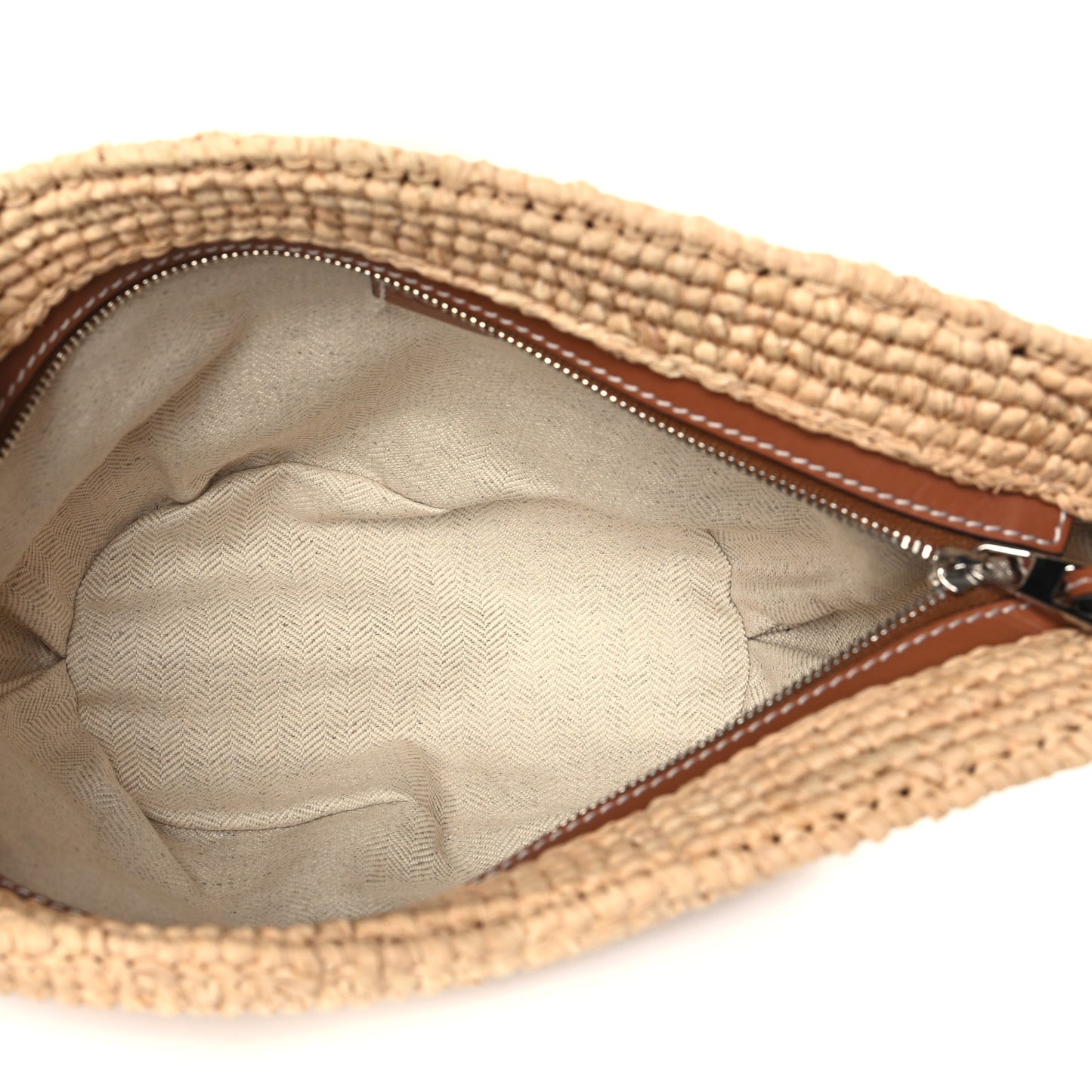 Calfskin Raffia Paulas Ibiza Pochette Bag Natural Tan
