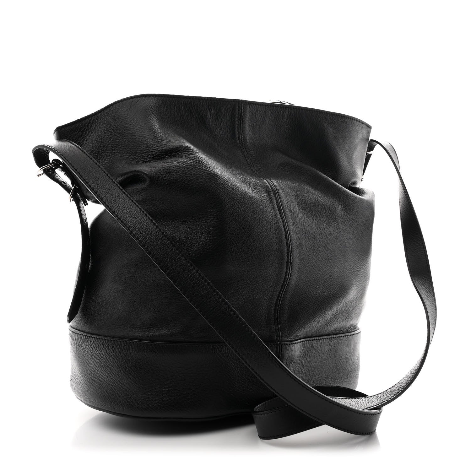 Balenciaga Veau Papier Classic Hardware Drop Bucket Bag Black