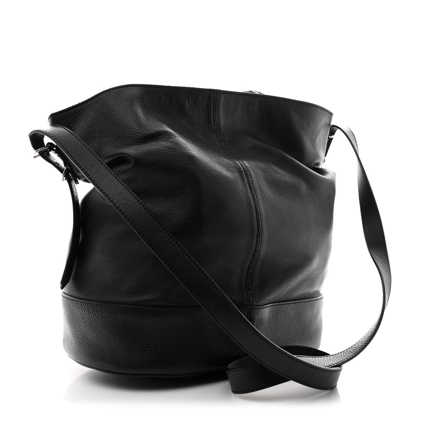 Veau Papier Classic Hardware Drop Bucket Bag Black