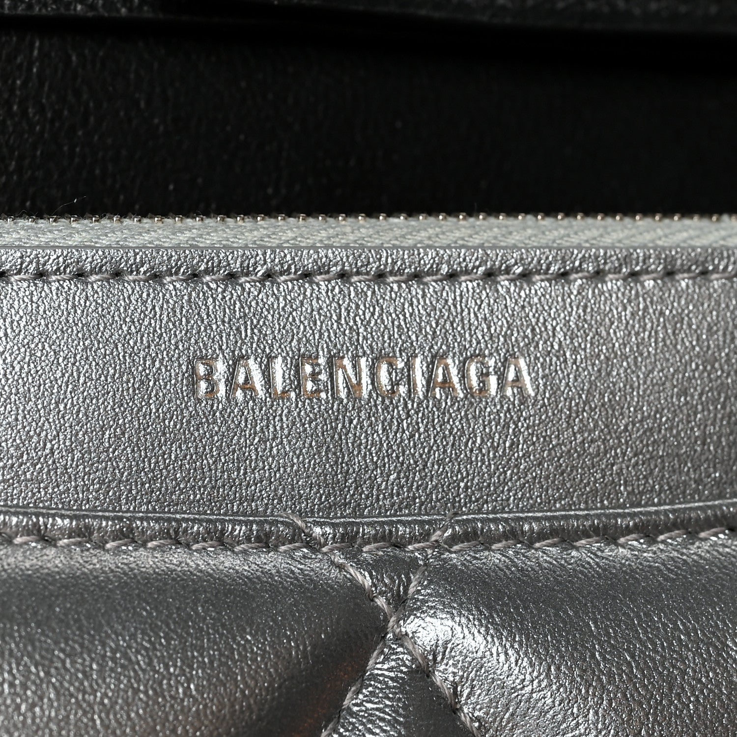 Balenciaga Metallic Calfskin Quilted Touch B Wallet On Chain Silver 6 of 11