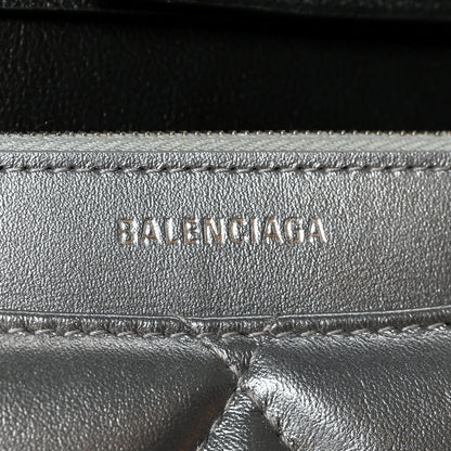 Balenciaga Metallic Calfskin Quilted Touch B Wallet On Chain Silver 6 of 11