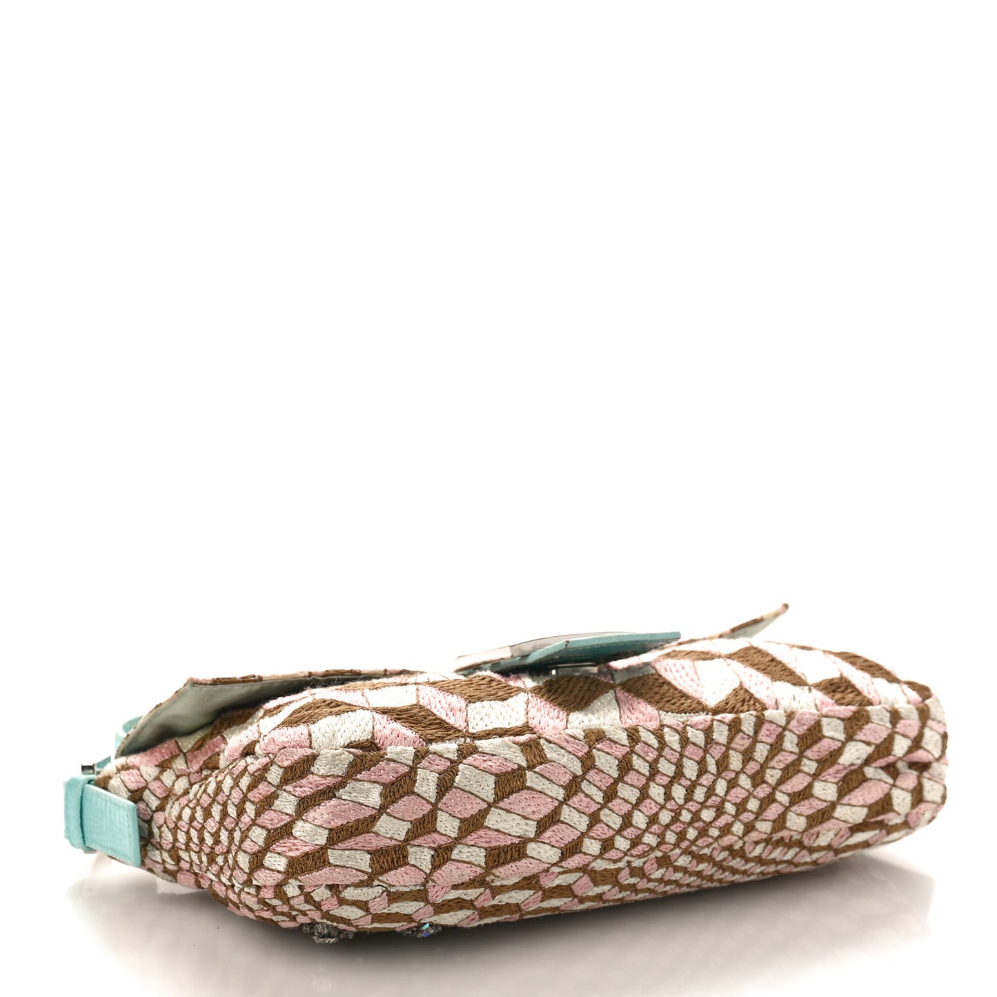 Fabric Lizard Crystal Embroidered Baguette Celeste