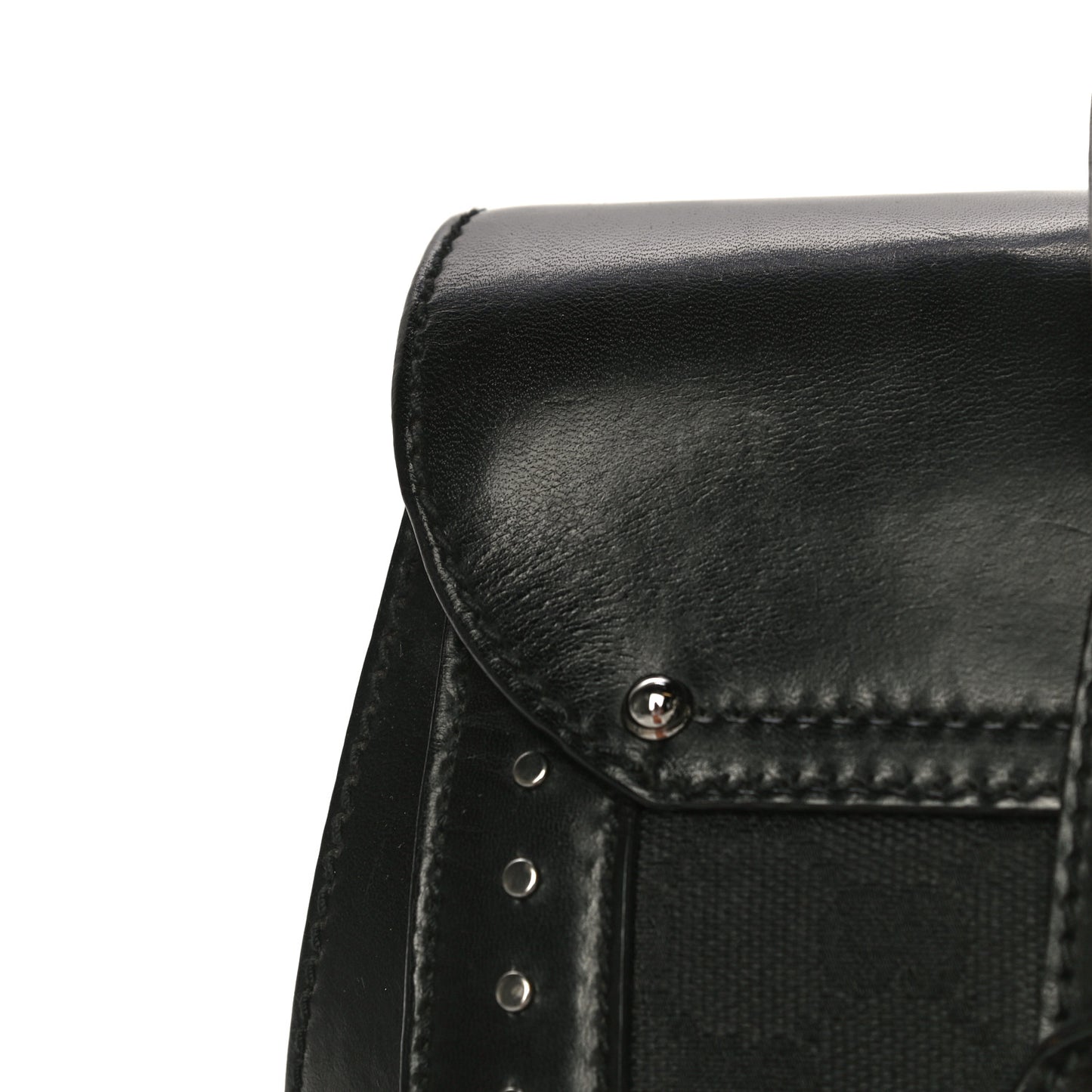 Monogram Studded Bamboo Bullet Satchel Black