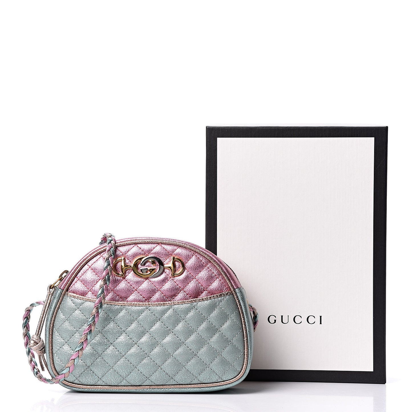 Laminated Nappa Trapuntata Mini Zumi Dome Shoulder Bag Rosa Lago Rame