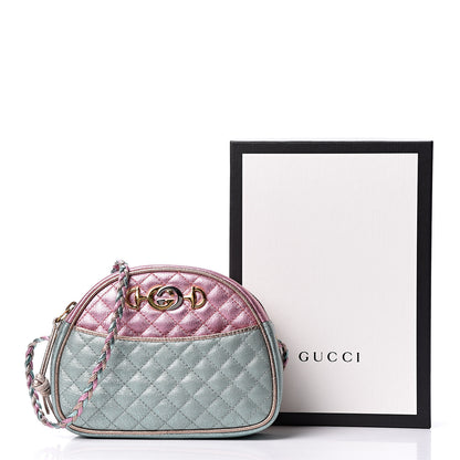 Gucci Laminated Nappa Trapuntata Mini Zumi Dome Shoulder Bag Rosa Lago Rame 11 of 11
