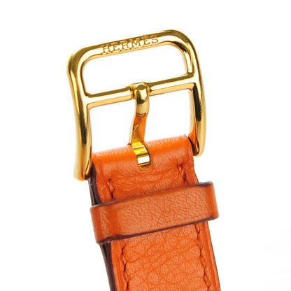 Hermes Stainless Steel Swift 21mm Heure H Hour Double Tour Quartz Watch Orange 9 of 10