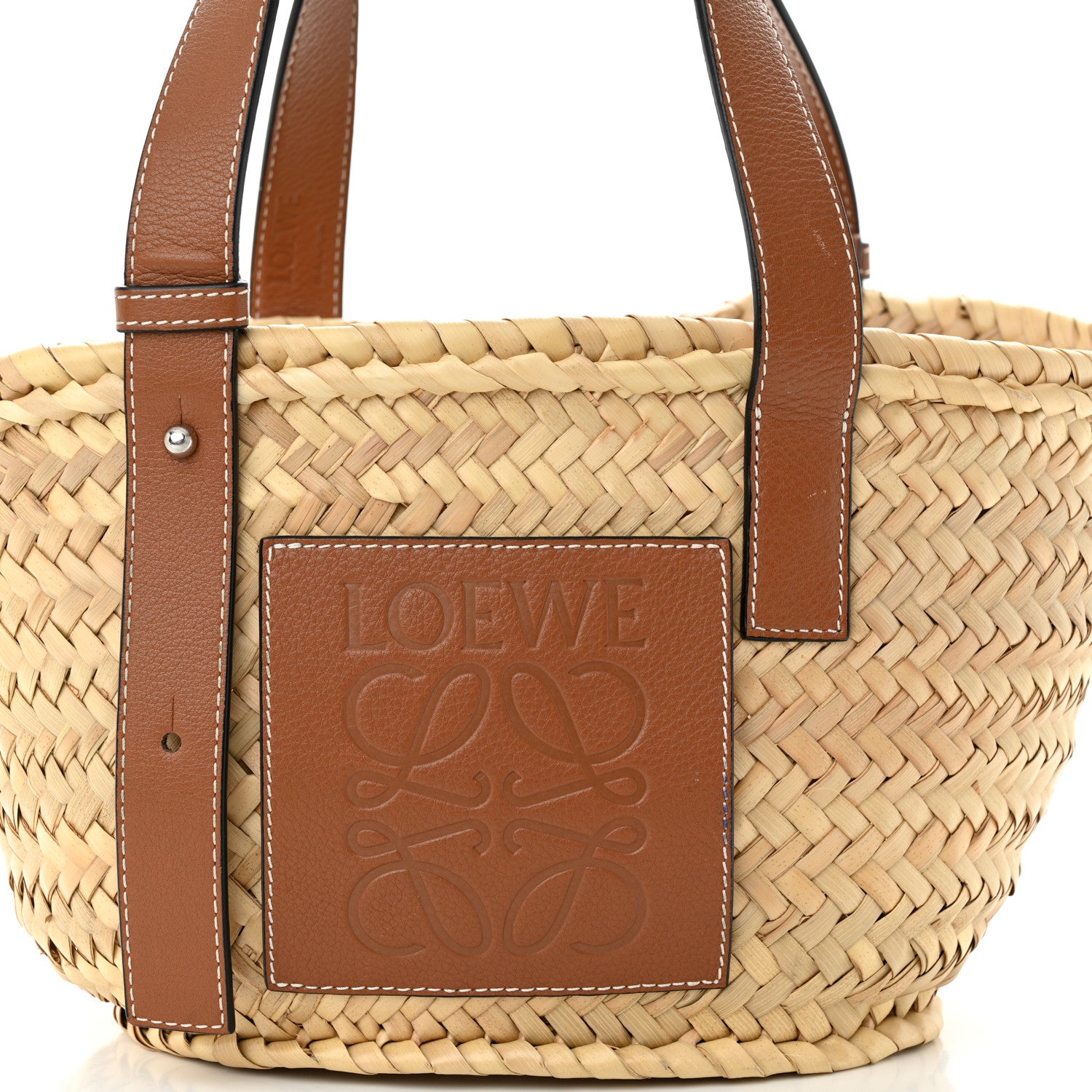 Loewe Raffia Small Basket Tote Bag Natural Tan 7 of 11