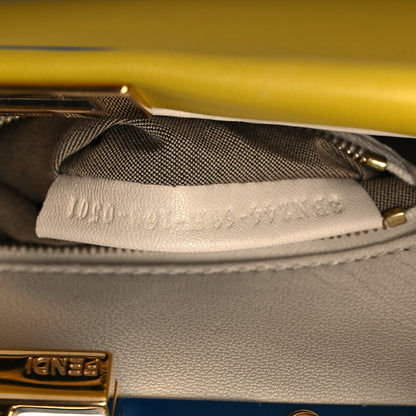 Fendi Nappa Colorblock Mini Peekaboo Iconic Satchel Lime Blue Royal Latte 8 of 11
