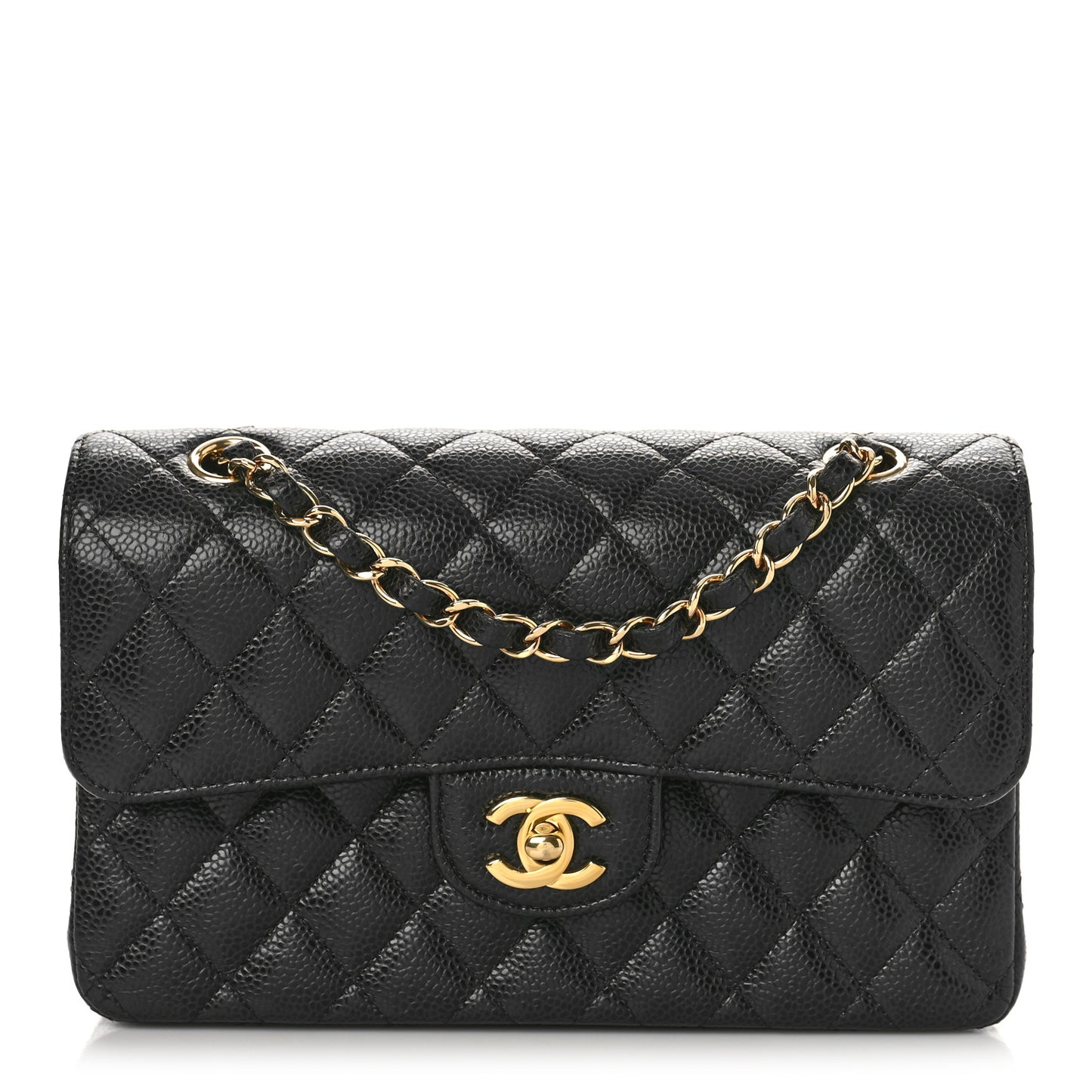 Caviar Quilted Small Double Flap Black