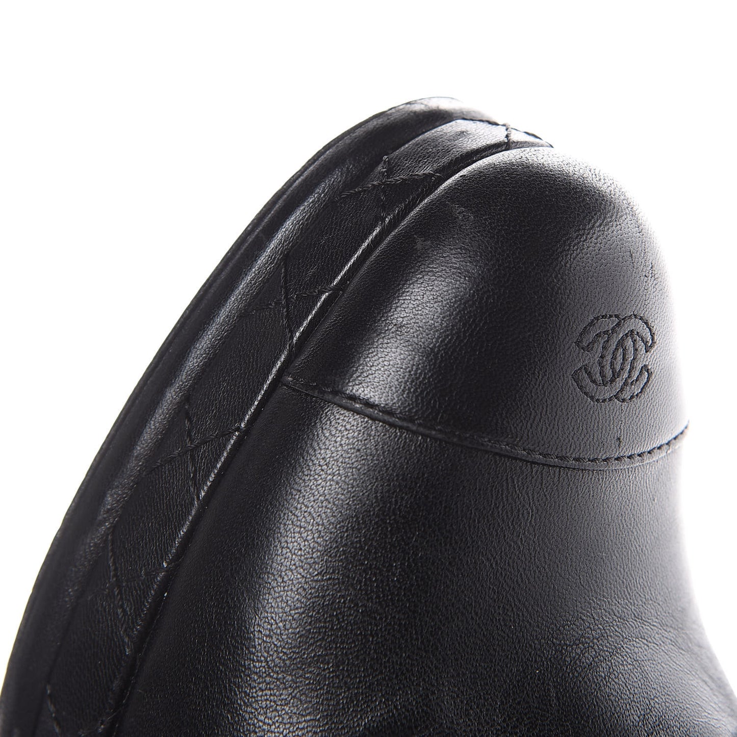 Lambskin CC Cap Toe Platform Short Boots 40 Black