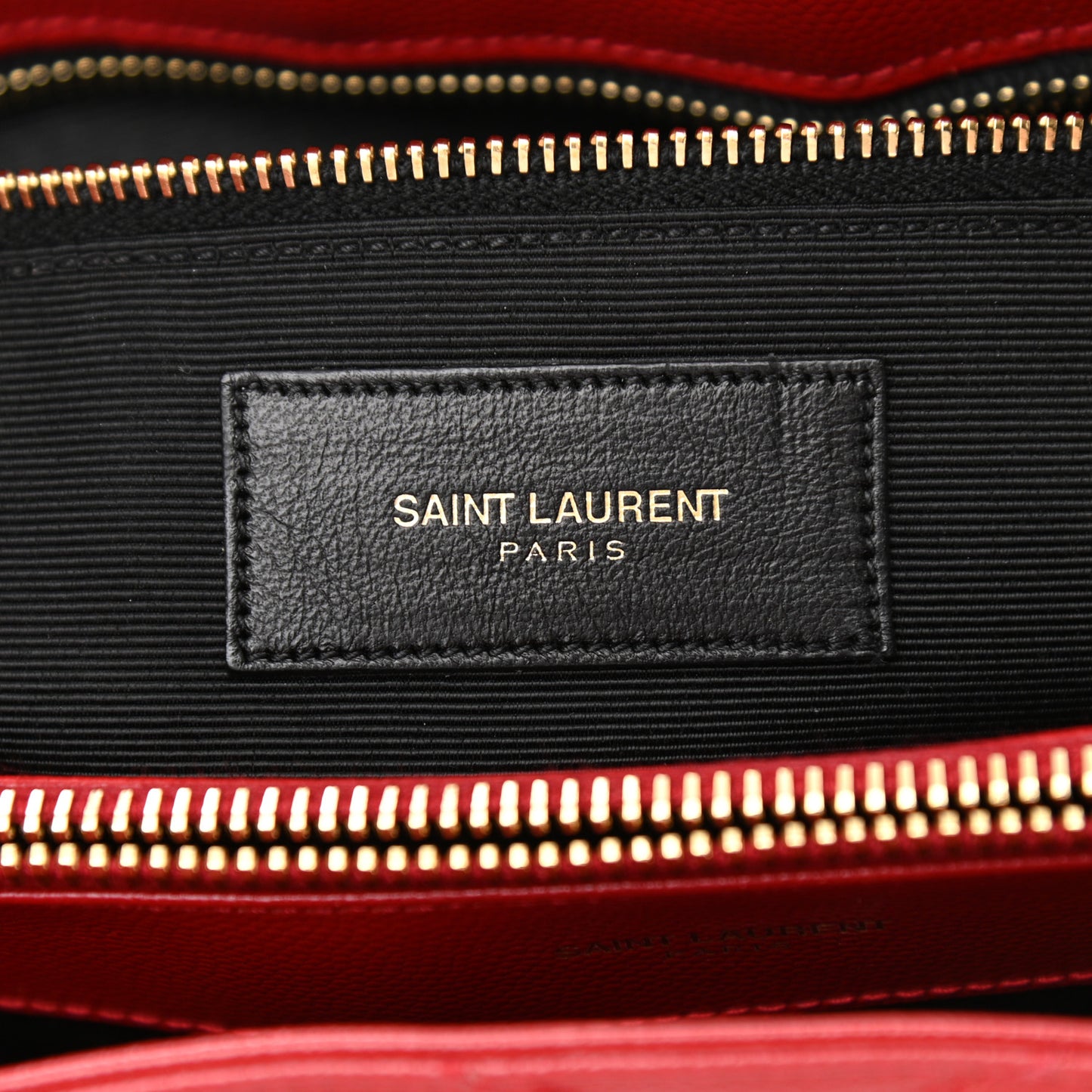 Grain De Poudre Matelasse Chevron Monogram Shopping Bag Red