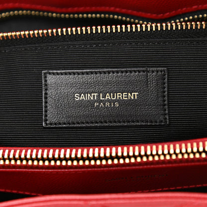 Saint Laurent Grain De Poudre Matelasse Chevron Monogram Shopping Bag Red 6 of 12