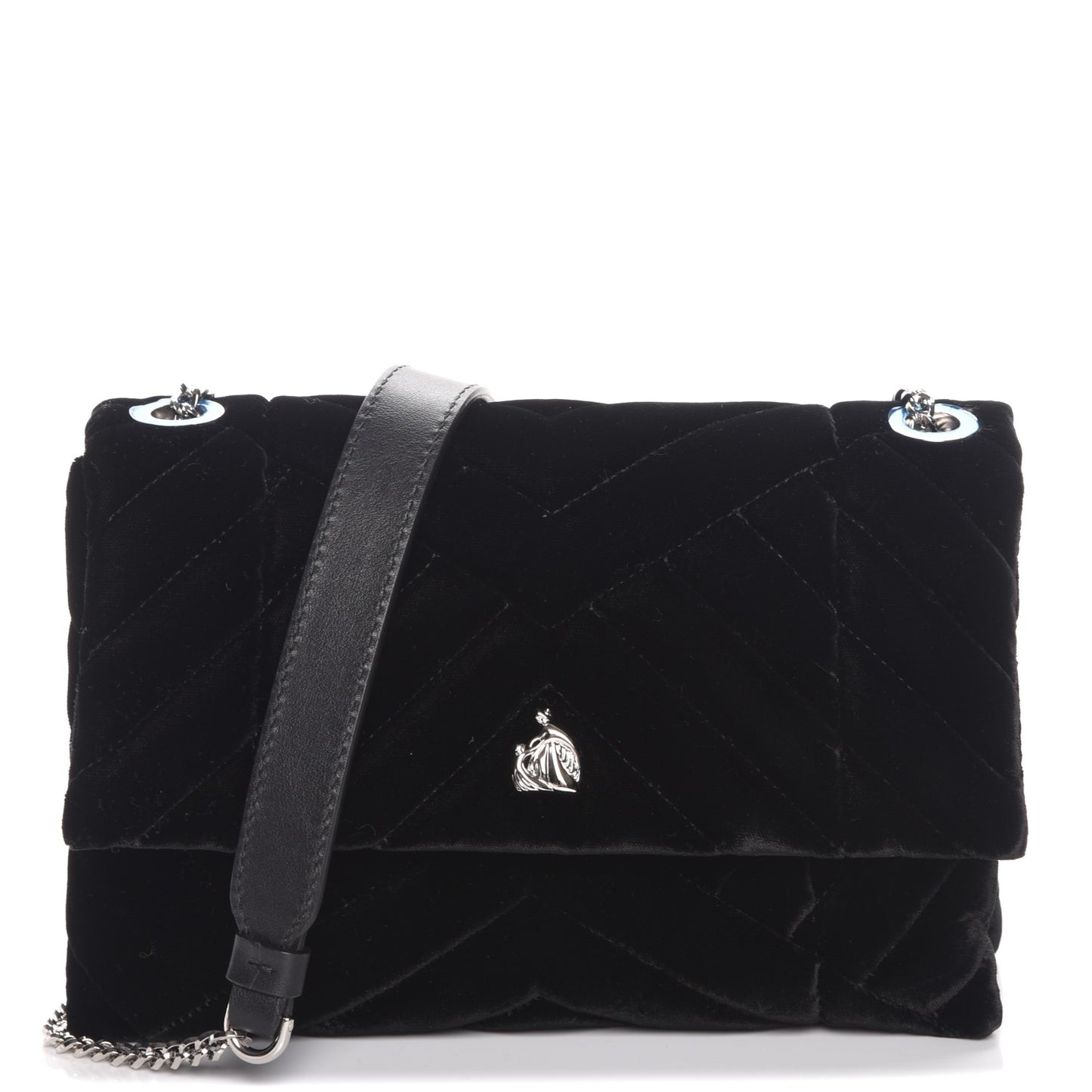 Velvet Mini Sugar Flap Shoulder Bag Black