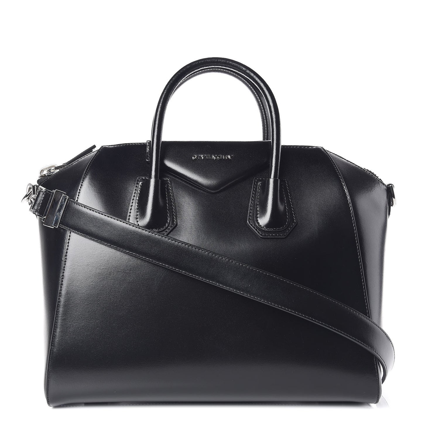 Shiny Lord Calfskin Medium Antigona Black