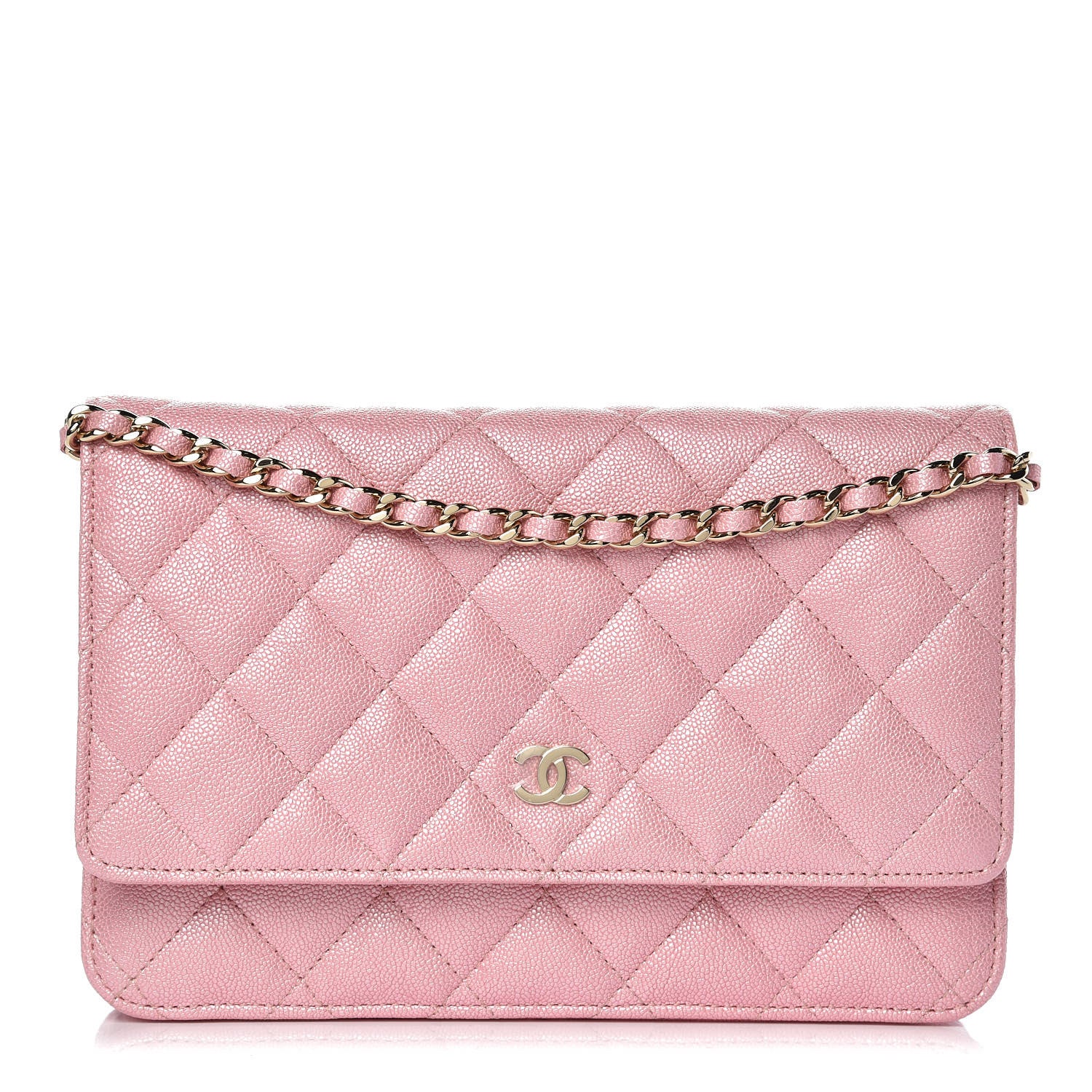 Chanel Iridescent Caviar Quilted Wallet on Chain WOC Rose Pink 1 of 10