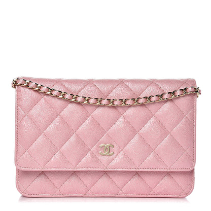 Chanel Iridescent Caviar Quilted Wallet on Chain WOC Rose Pink 1 of 10