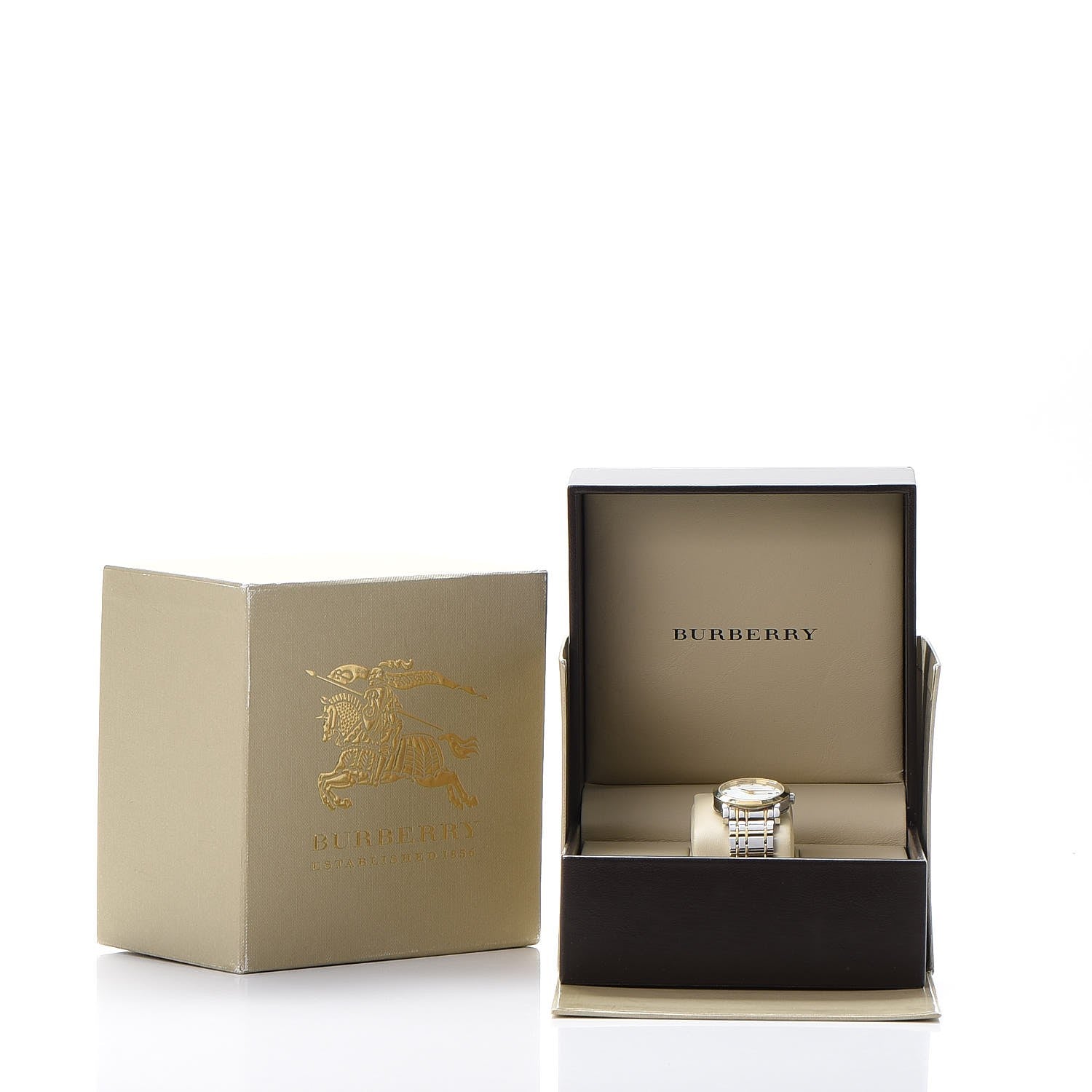 Burberry Stainless Steel Diamond Gold Tone Heritage Watch 8 of 9