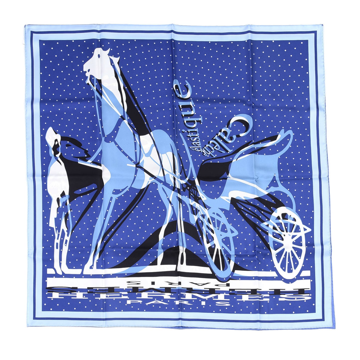 Silk Caleche Elastique Etriers Remix Double Scarf Stole Bleu Gitane Bleu Denim Vert