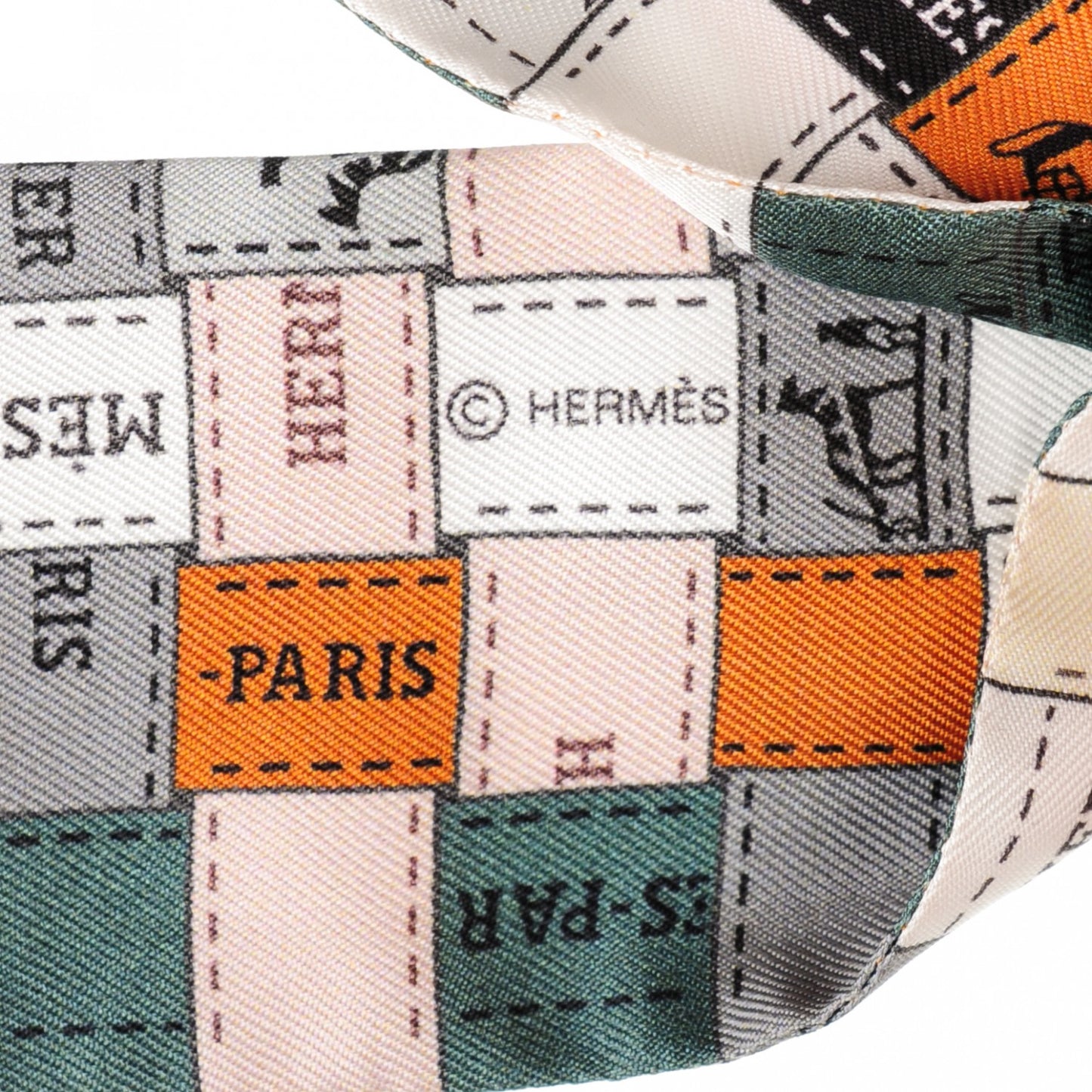 Silk Bolduc Au Carre Twilly Gris Caramel Blanc
