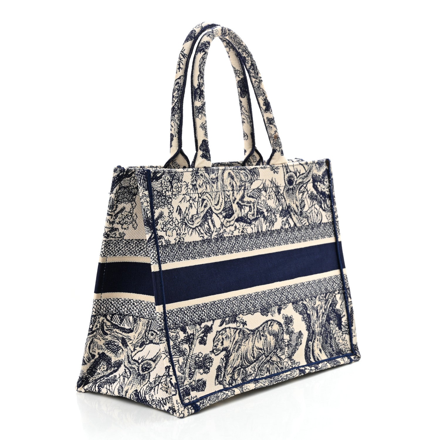 Christian Dior Canvas Embroidered Medium Dioriviera Toile De Jouy Book Tote Blue 4 of 27