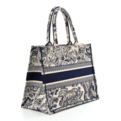 Christian Dior Canvas Embroidered Medium Dioriviera Toile De Jouy Book Tote Blue 4 of 27