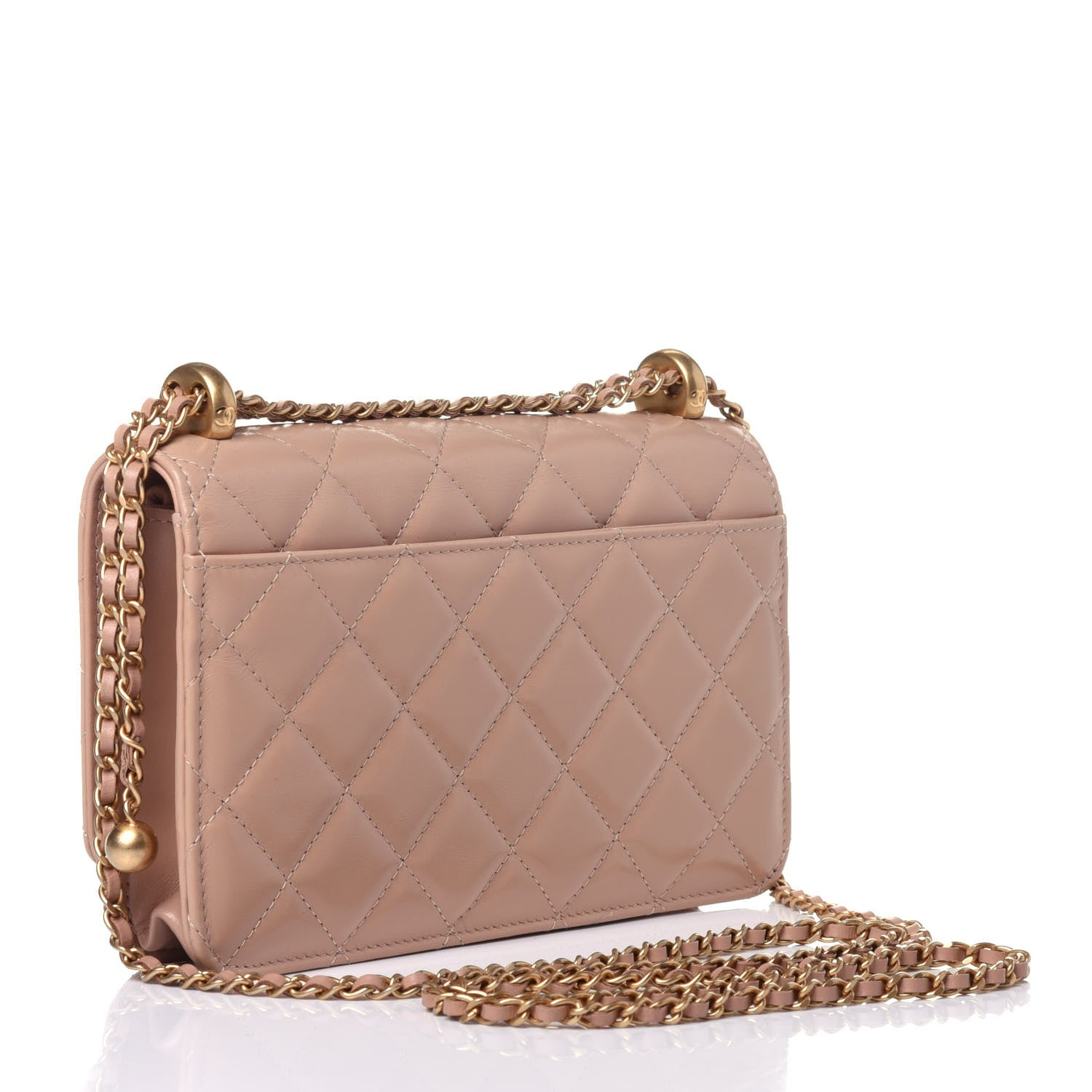 Chanel Calfskin Quilted Perfect Fit Wallet On Chain WOC Beige 4 of 15