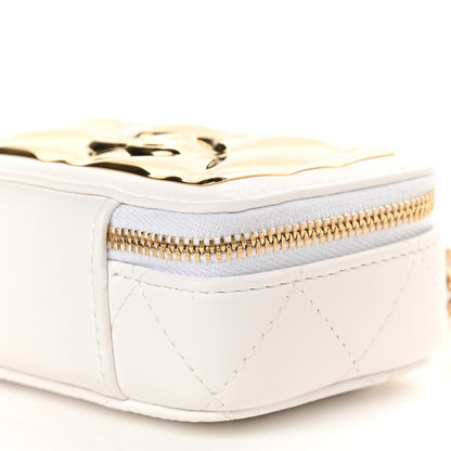 Chanel Lambskin Quilted Mini Golden Plate Clutch With Chain White 8 of 8