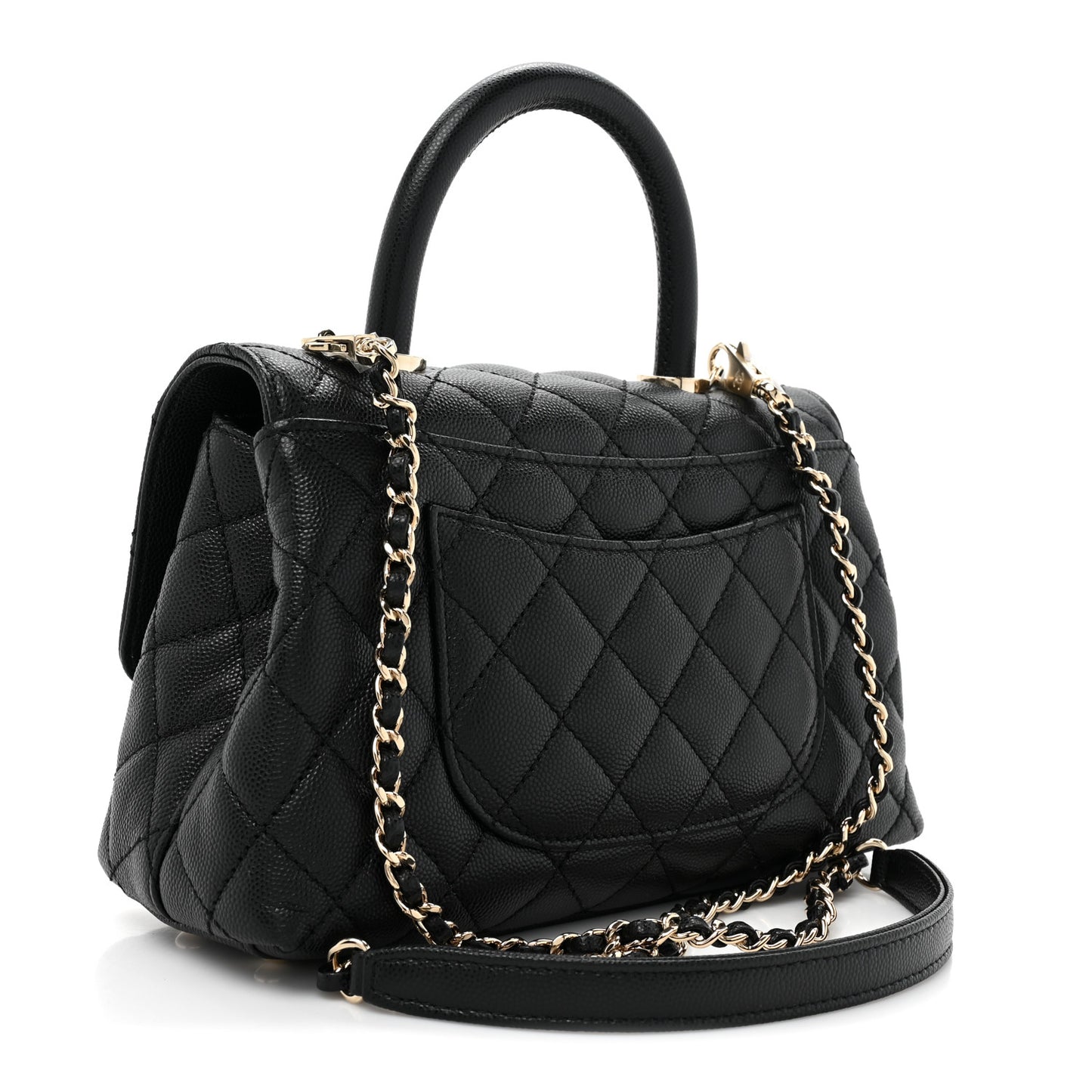 Caviar Quilted Mini Coco Handle Flap Black