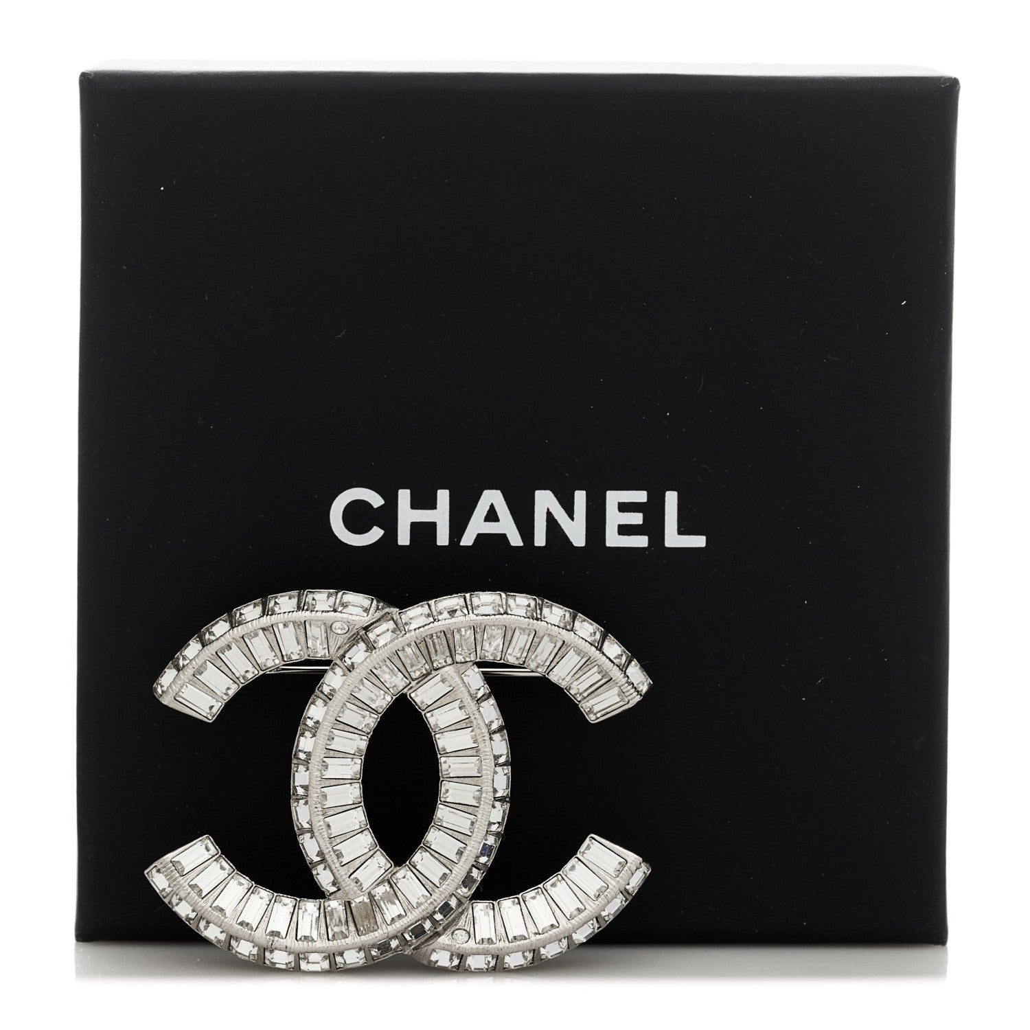 Chanel Baguette Crystal CC Brooch Silver 5 of 5