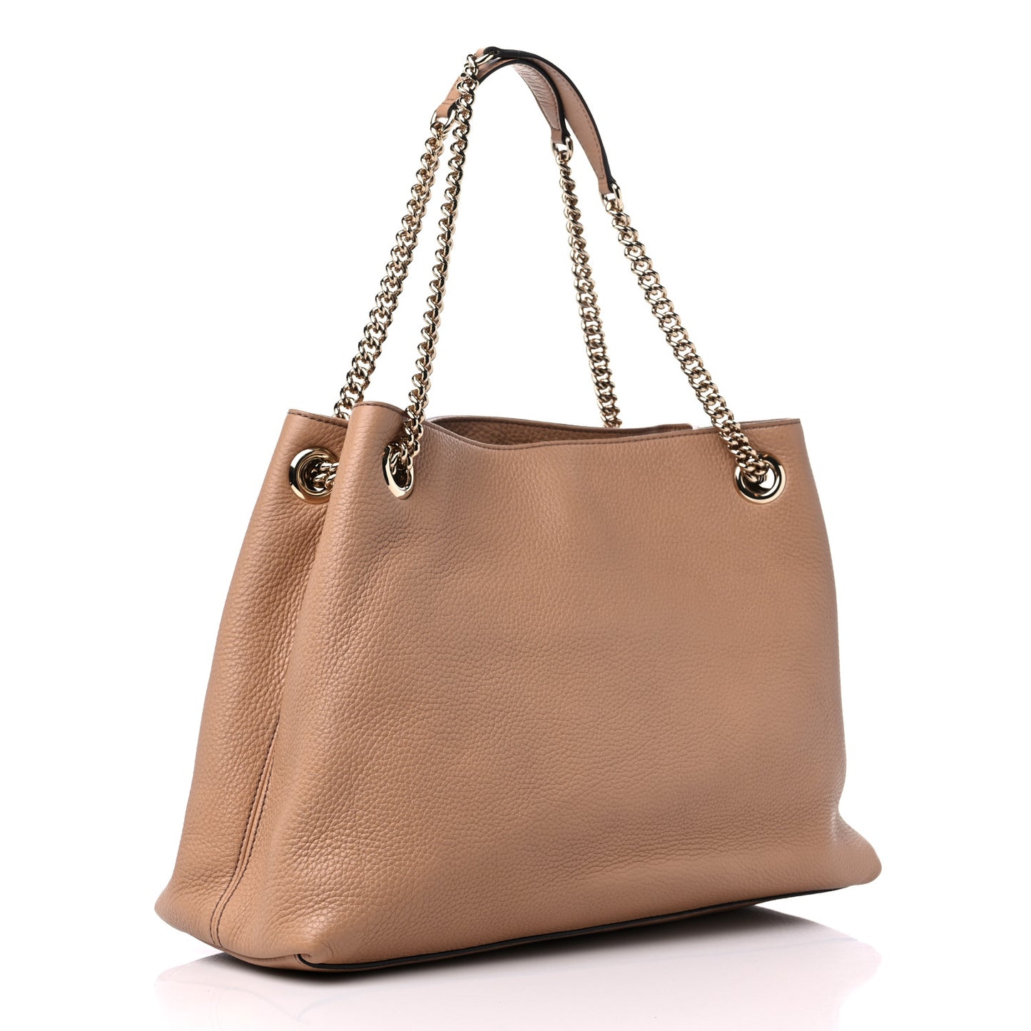 Pebbled Calfskin Medium Soho Chain Shoulder Bag Camelia