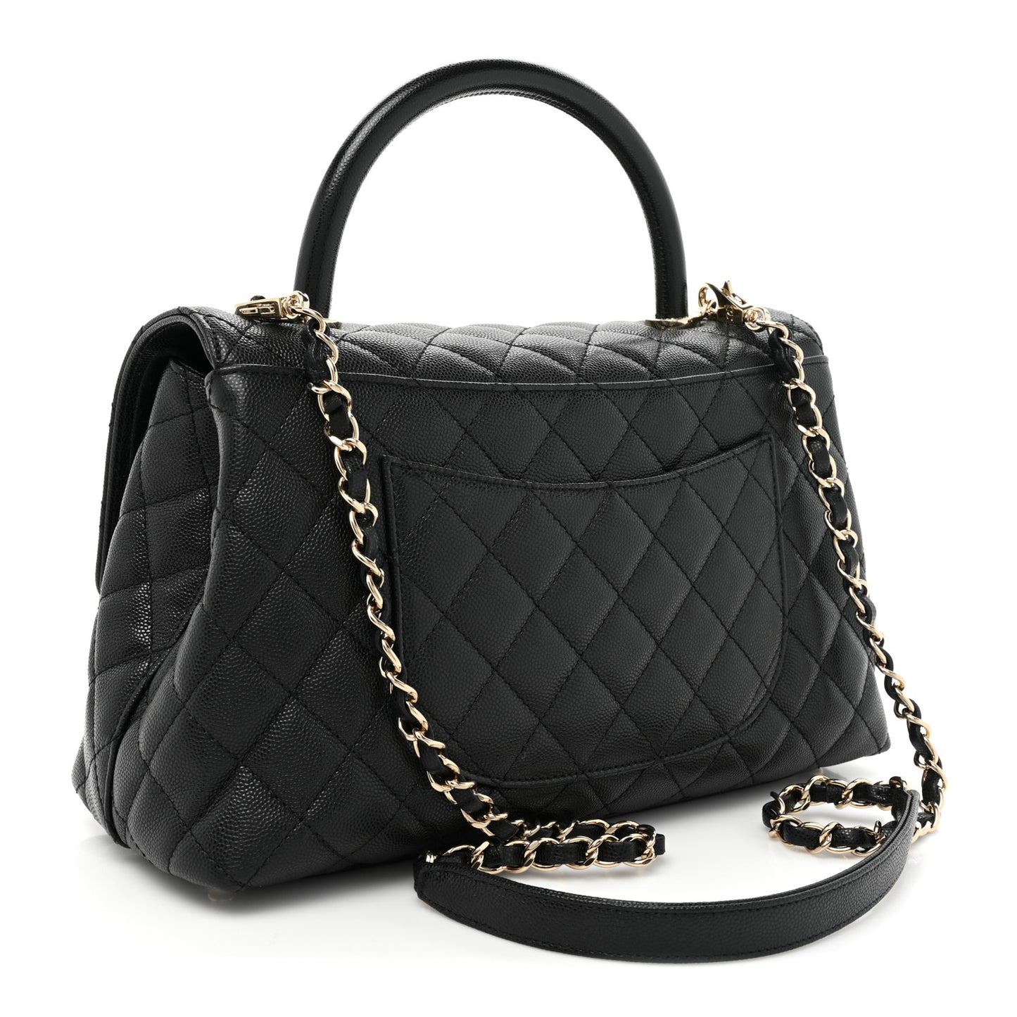 Caviar Quilted Small Coco Handle Flap Black