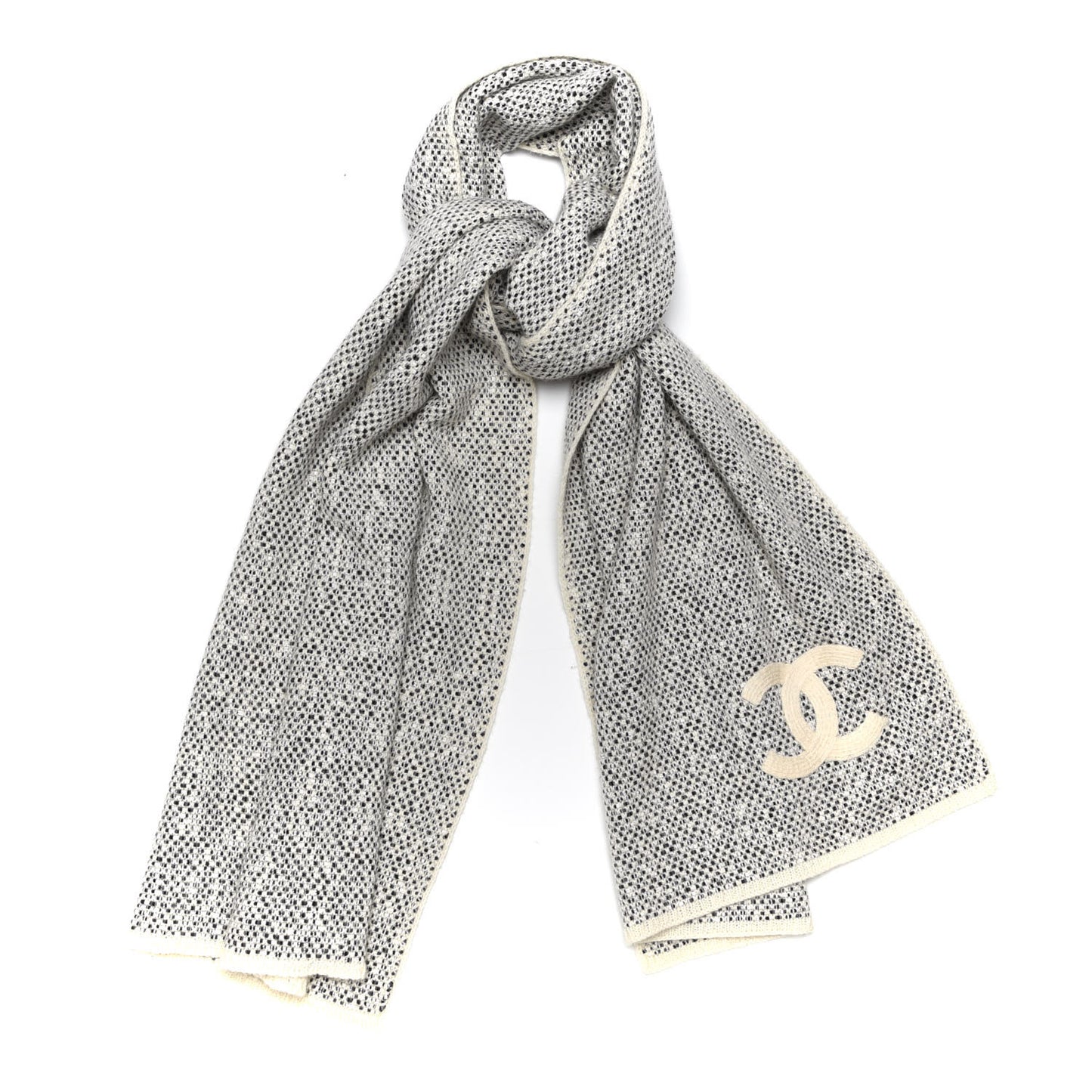 Cotton Cashmere CC Scarf Black Ivory