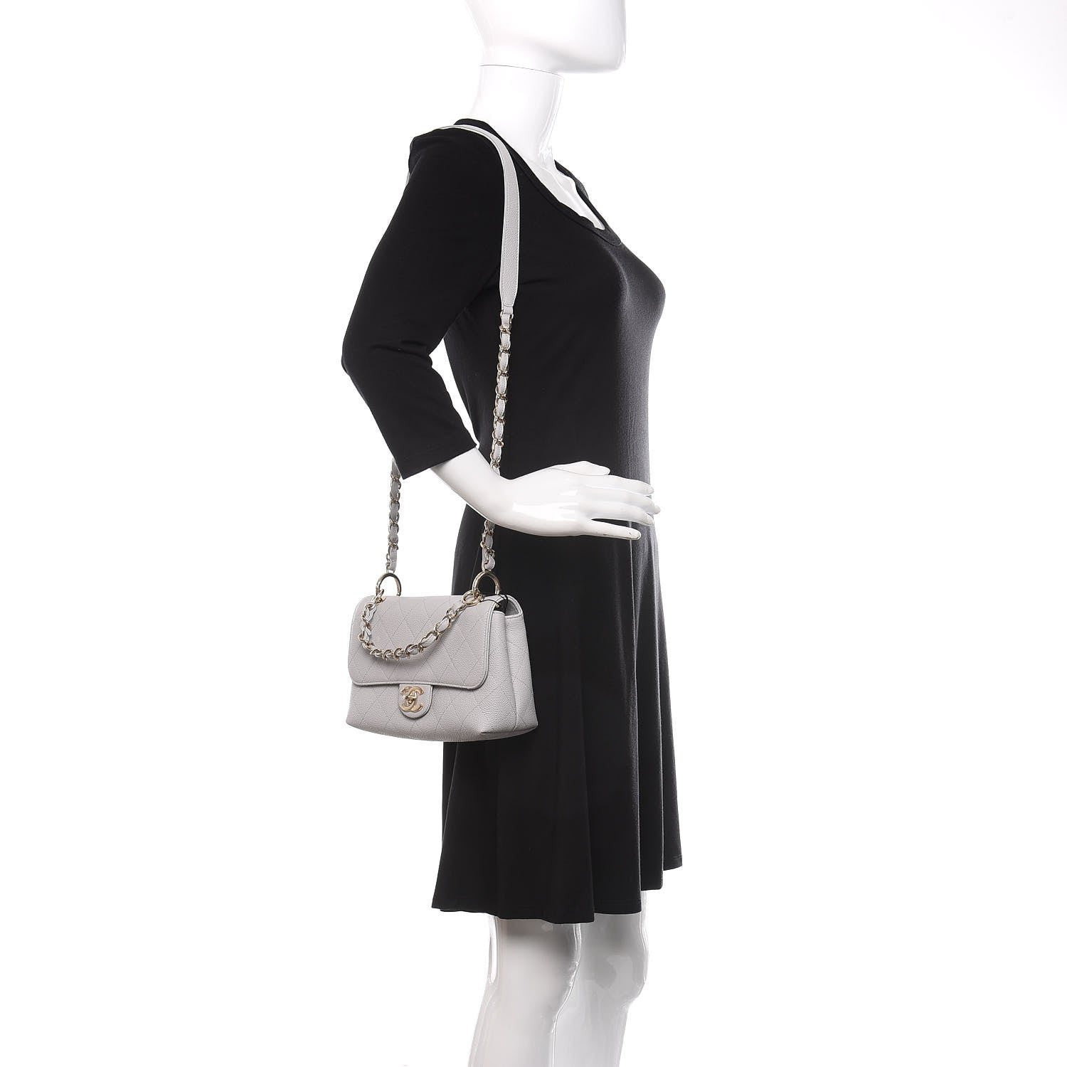 Chanel Grained Calfskin Quilted Single Flap Grey 2 of 10