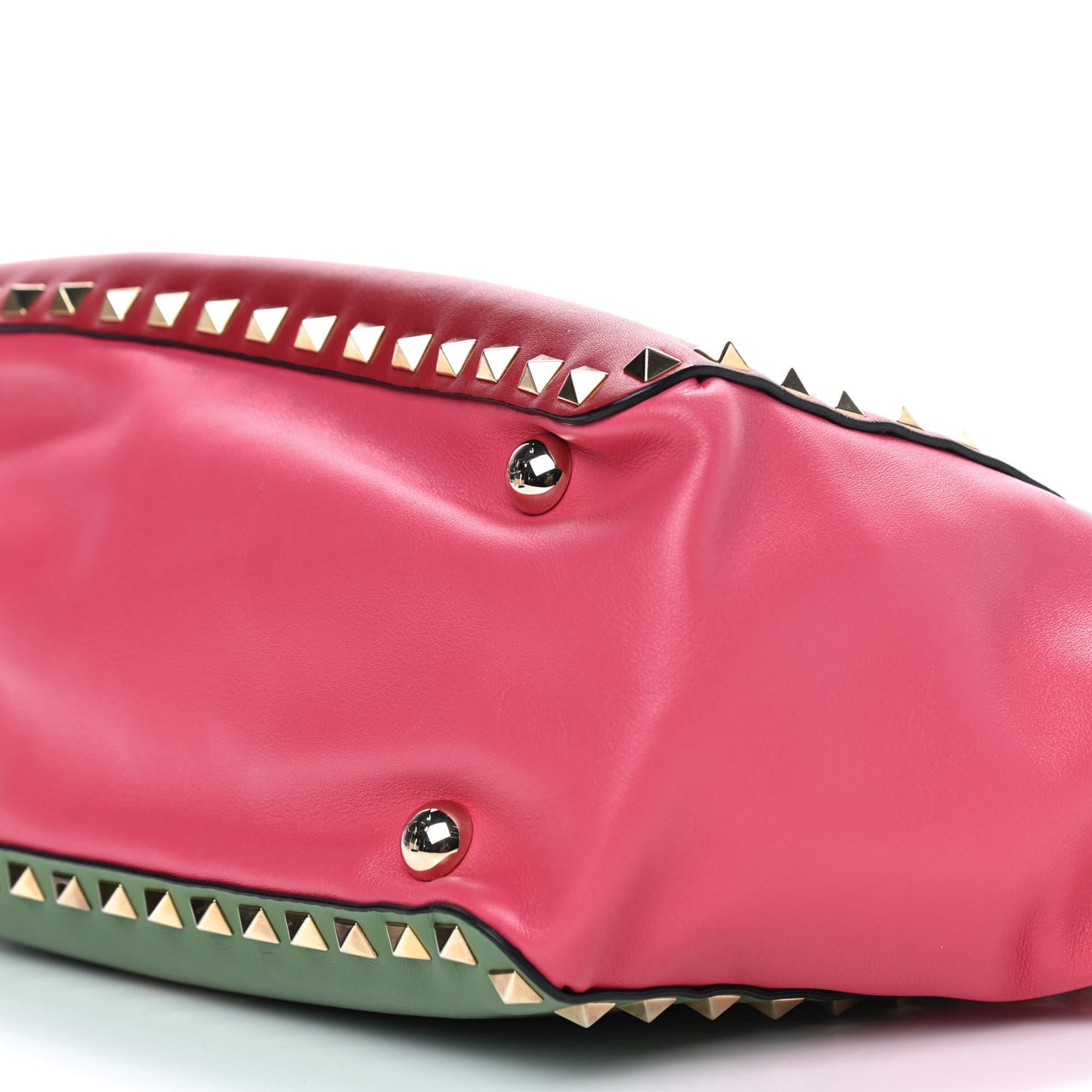Vitello Colorblock Small Rockstud Tote Deep Rose Clover Grey Scarlet