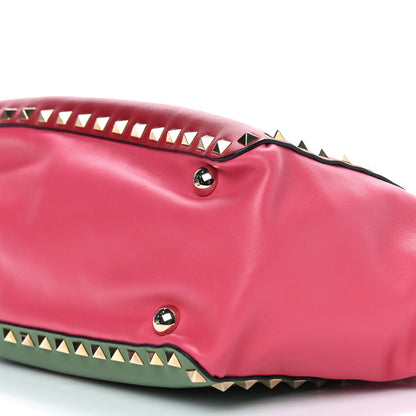 Valentino Garavani Vitello Colorblock Small Rockstud Tote Deep Rose Clover Grey Scarlet 5 of 9