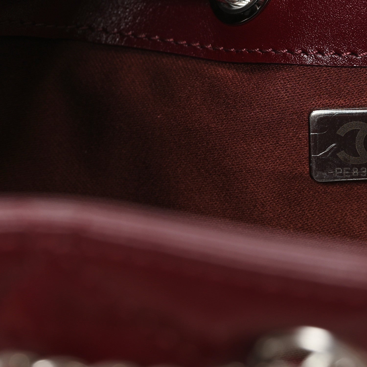 Chanel Shiny Crumpled Calfskin Quilted Small Chanel 25 Handbag Burgundy 7 of 11