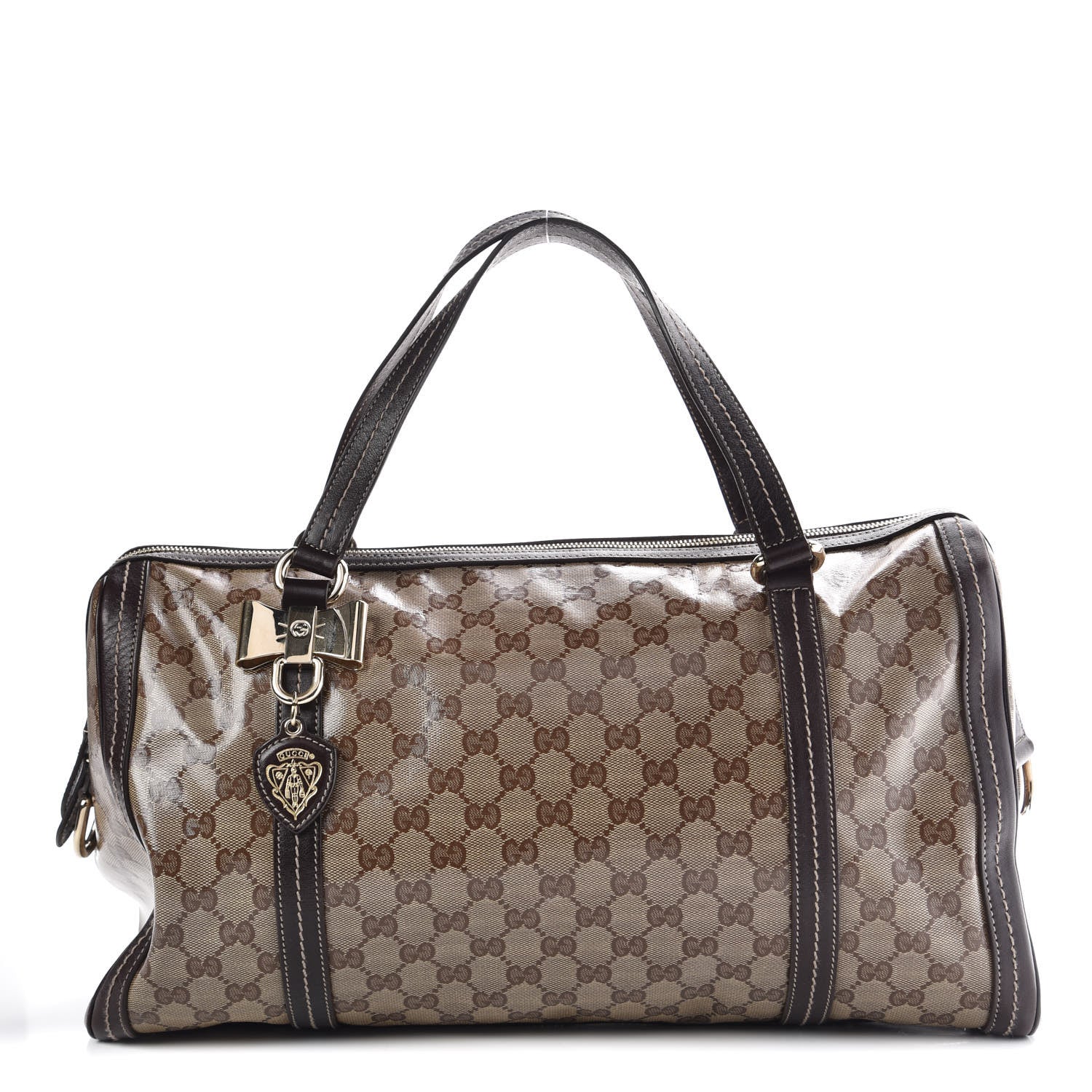 Gucci Crystal Monogram Large Duchessa Boston Dark Brown 1 of 10