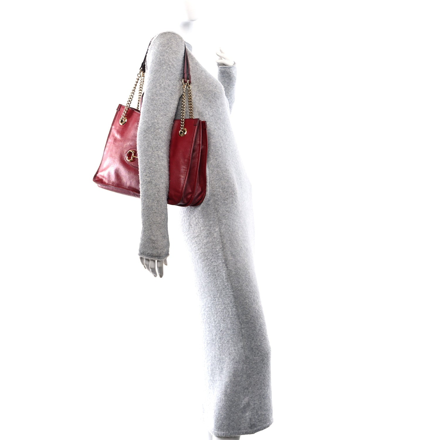 Gucci Patent Calfskin Medium Horsebit 1955 Tote Bag New Cherry Red 2 of 10